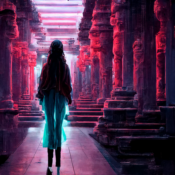 Girl Between Two Pillars